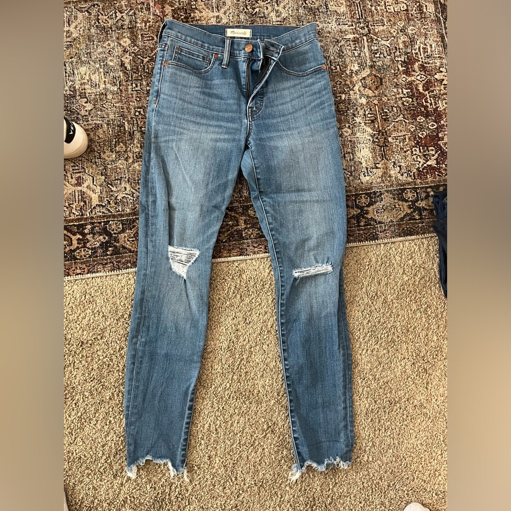 Madewell high rise skinny jean distressed